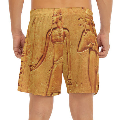Ancient Egyptian Gods Print Men's Split Running Shorts
