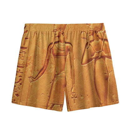 Ancient Egyptian Gods Print Mesh Shorts