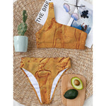 Ancient Egyptian Gods Print One Shoulder Bikini Top