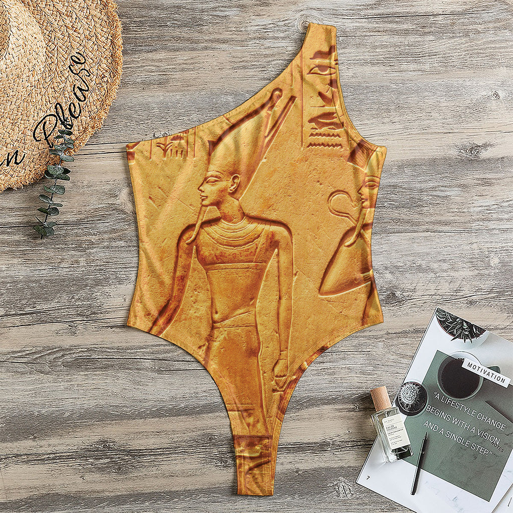 Ancient Egyptian Gods Print One Shoulder Bodysuit