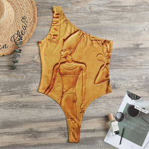 Ancient Egyptian Gods Print One Shoulder Bodysuit