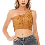 Ancient Egyptian Gods Print One Shoulder Crop Top