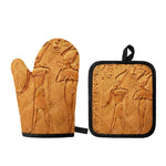 Ancient Egyptian Gods Print Oven Mitt And Pot Holder Set