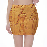 Ancient Egyptian Gods Print Pencil Mini Skirt