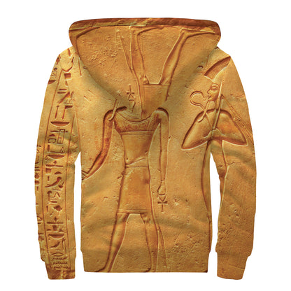Ancient Egyptian Gods Print Sherpa Lined Zip Up Hoodie
