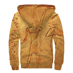Ancient Egyptian Gods Print Sherpa Lined Zip Up Hoodie