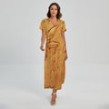 Ancient Egyptian Gods Print Short Sleeve Maxi Dress