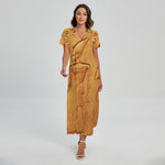 Ancient Egyptian Gods Print Short Sleeve Maxi Dress