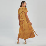 Ancient Egyptian Gods Print Short Sleeve Maxi Dress