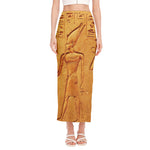Ancient Egyptian Gods Print Side Slit Maxi Skirt
