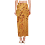 Ancient Egyptian Gods Print Side Slit Maxi Skirt
