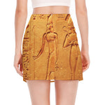 Ancient Egyptian Gods Print Side Slit Mini Skirt