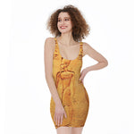 Ancient Egyptian Gods Print Sleeveless Bodycon Dress