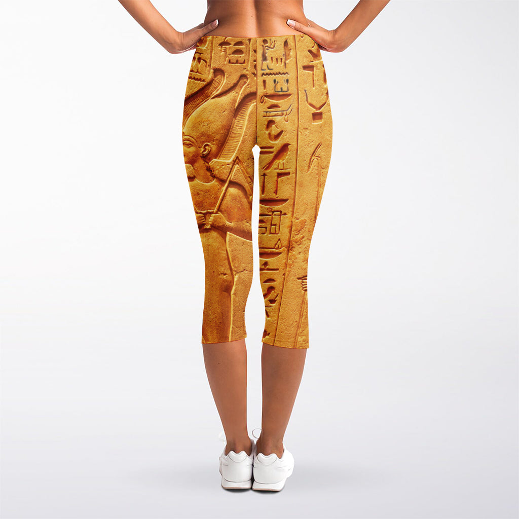 Ancient Egyptian Gods Print Women's Capri Leggings