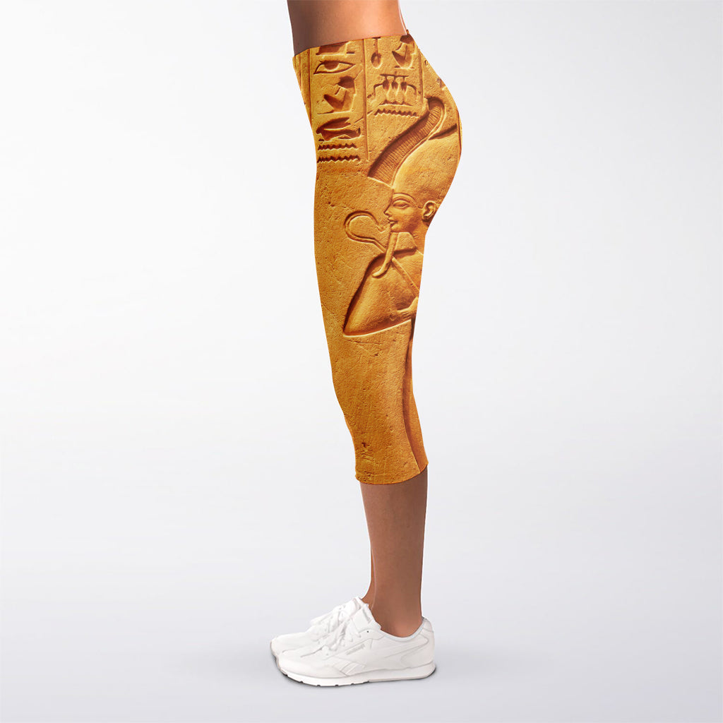 Ancient Egyptian Gods Print Women's Capri Leggings