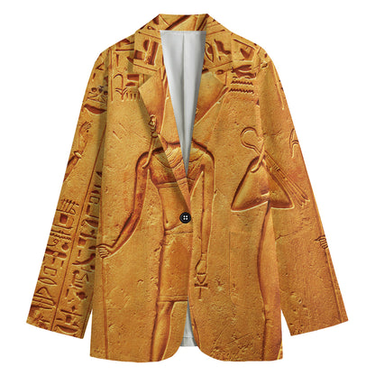 Ancient Egyptian Gods Print Women's Cotton Blazer