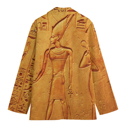 Ancient Egyptian Gods Print Women's Cotton Blazer
