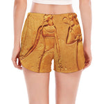 Ancient Egyptian Gods Print Women's Split Running Shorts