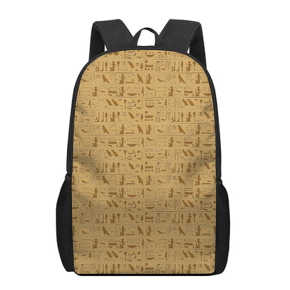 Ancient Egyptian Hieroglyphs Print 17 Inch Backpack