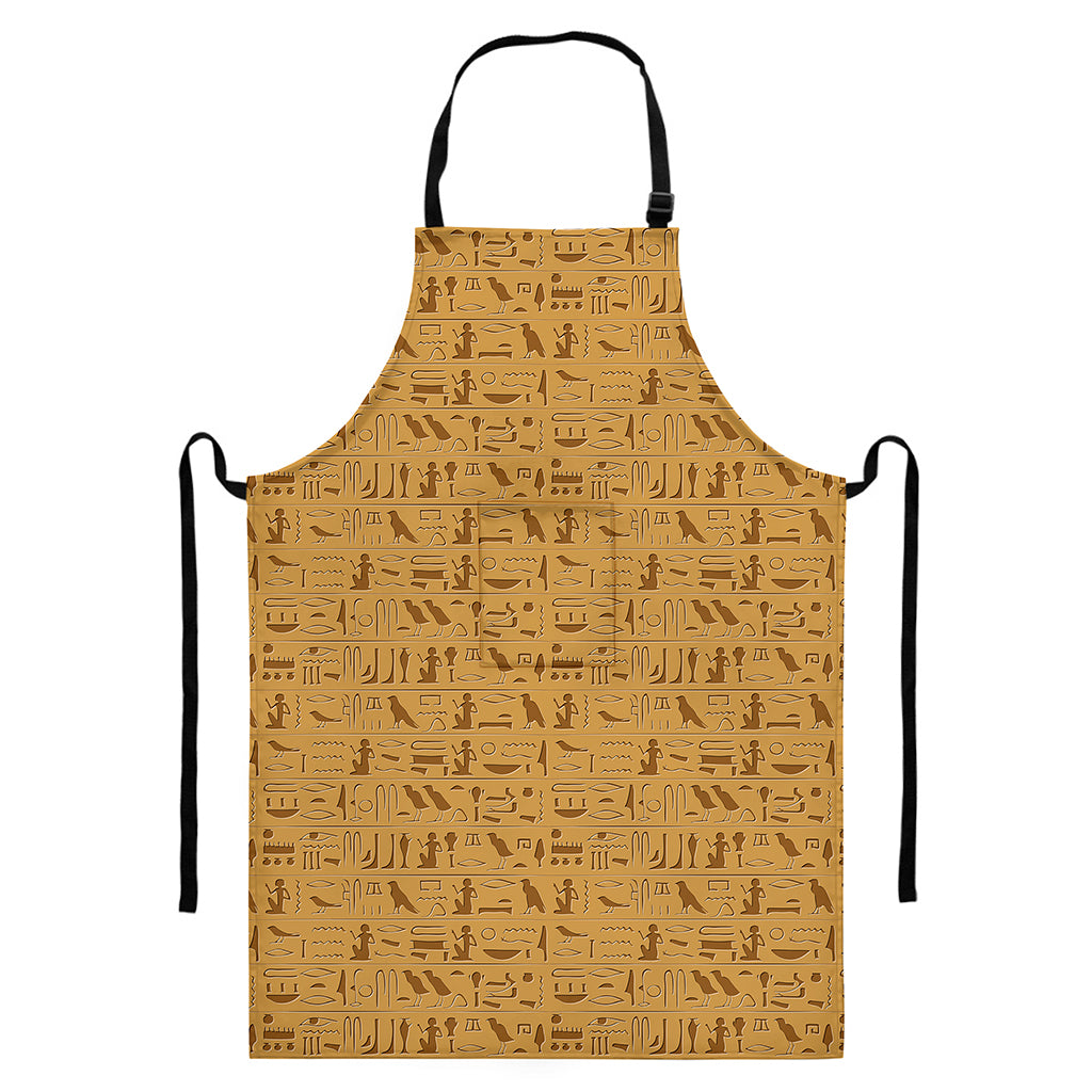 Ancient Egyptian Hieroglyphs Print Bib Apron With Pocket