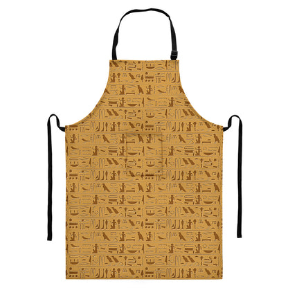 Ancient Egyptian Hieroglyphs Print Bib Apron With Pocket