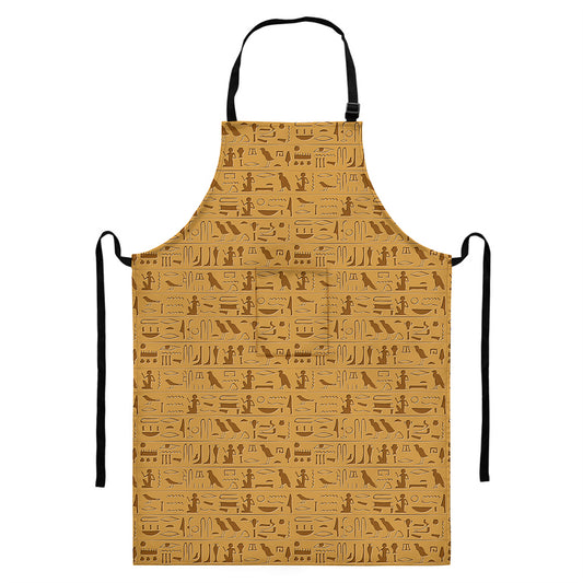 Ancient Egyptian Hieroglyphs Print Bib Apron With Pocket