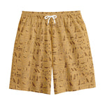 Ancient Egyptian Hieroglyphs Print Cotton Shorts