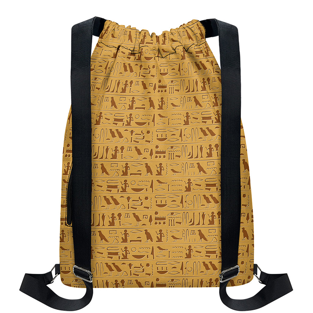 Ancient Egyptian Hieroglyphs Print Drawstring Backpack
