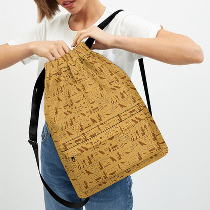Ancient Egyptian Hieroglyphs Print Drawstring Backpack
