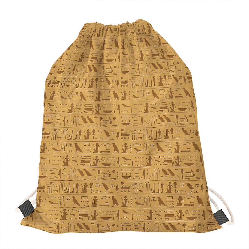 Ancient Egyptian Hieroglyphs Print Drawstring Bag