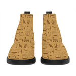 Ancient Egyptian Hieroglyphs Print Flat Ankle Boots