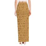 Ancient Egyptian Hieroglyphs Print High Slit Maxi Skirt