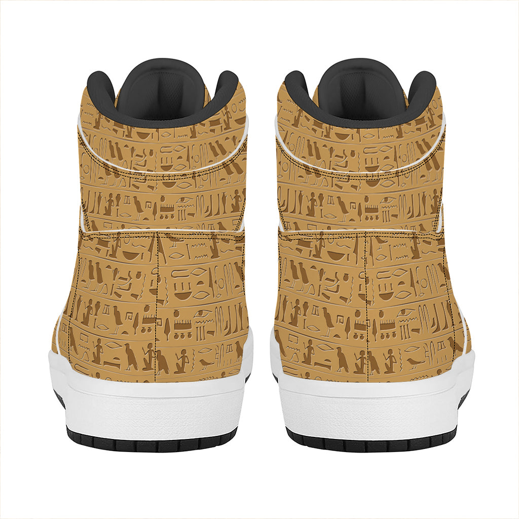 Ancient Egyptian Hieroglyphs Print High Top Leather Sneakers