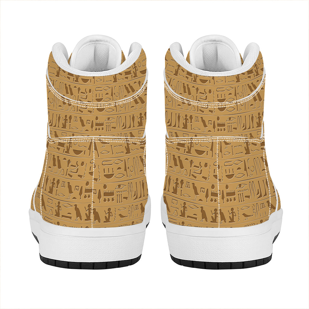 Ancient Egyptian Hieroglyphs Print High Top Leather Sneakers