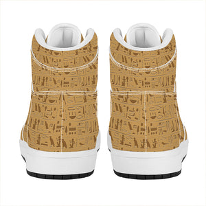 Ancient Egyptian Hieroglyphs Print High Top Leather Sneakers