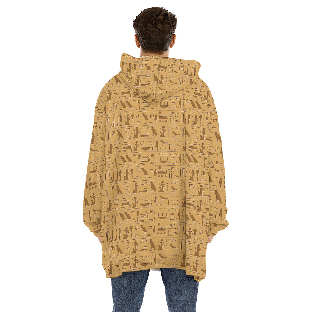 Ancient Egyptian Hieroglyphs Print Hoodie Blanket