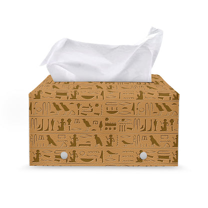 Ancient Egyptian Hieroglyphs Print Leather Tissue Box Cover