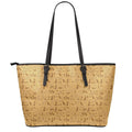 Ancient Egyptian Hieroglyphs Print Leather Tote Bag With Zipper