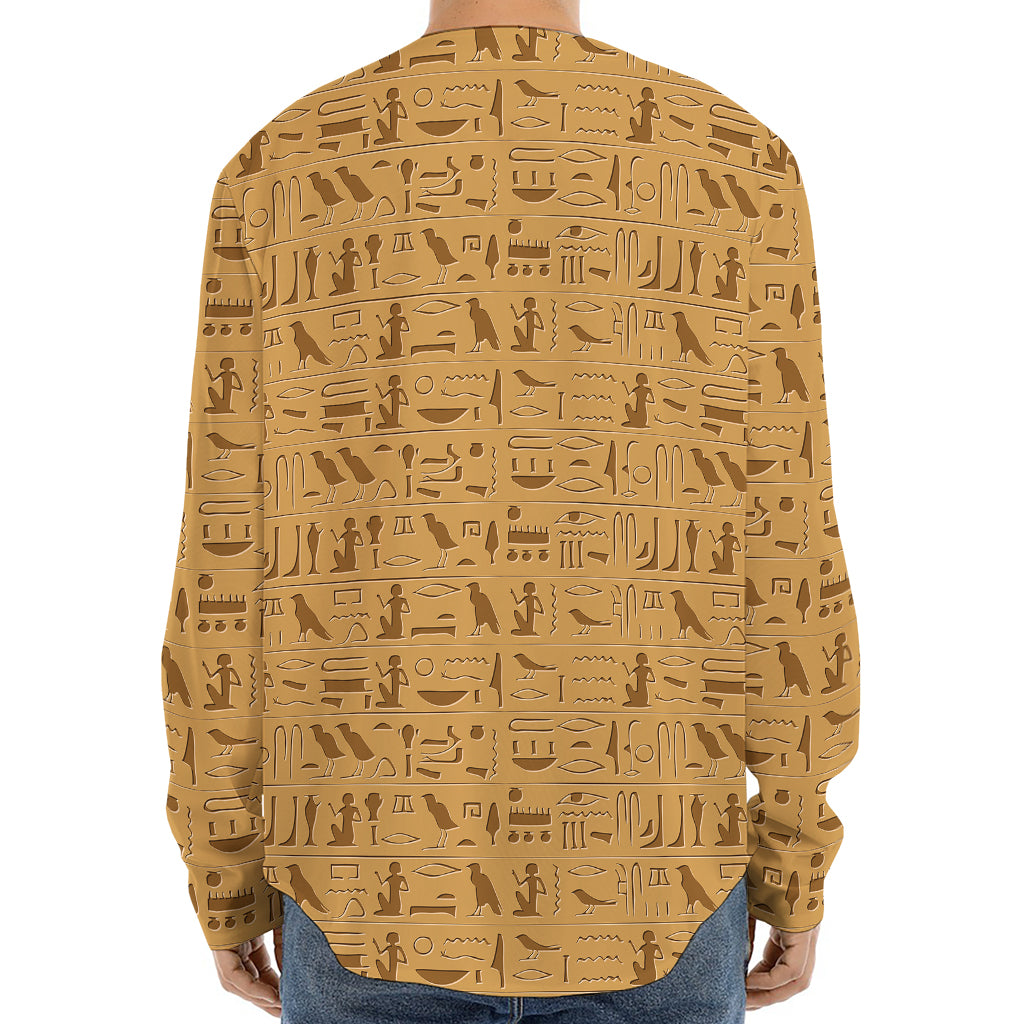 Ancient Egyptian Hieroglyphs Print Long Sleeve Baseball Jersey