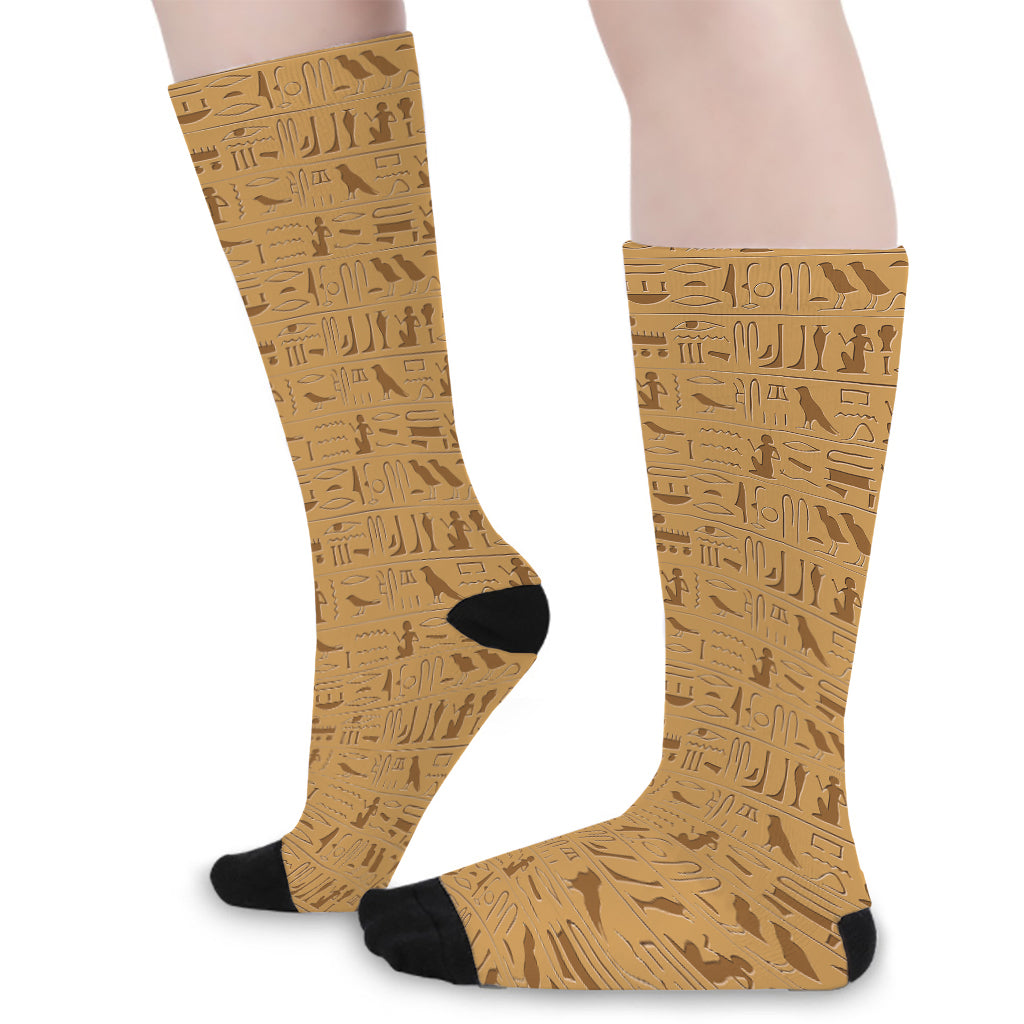 Ancient Egyptian Hieroglyphs Print Long Socks