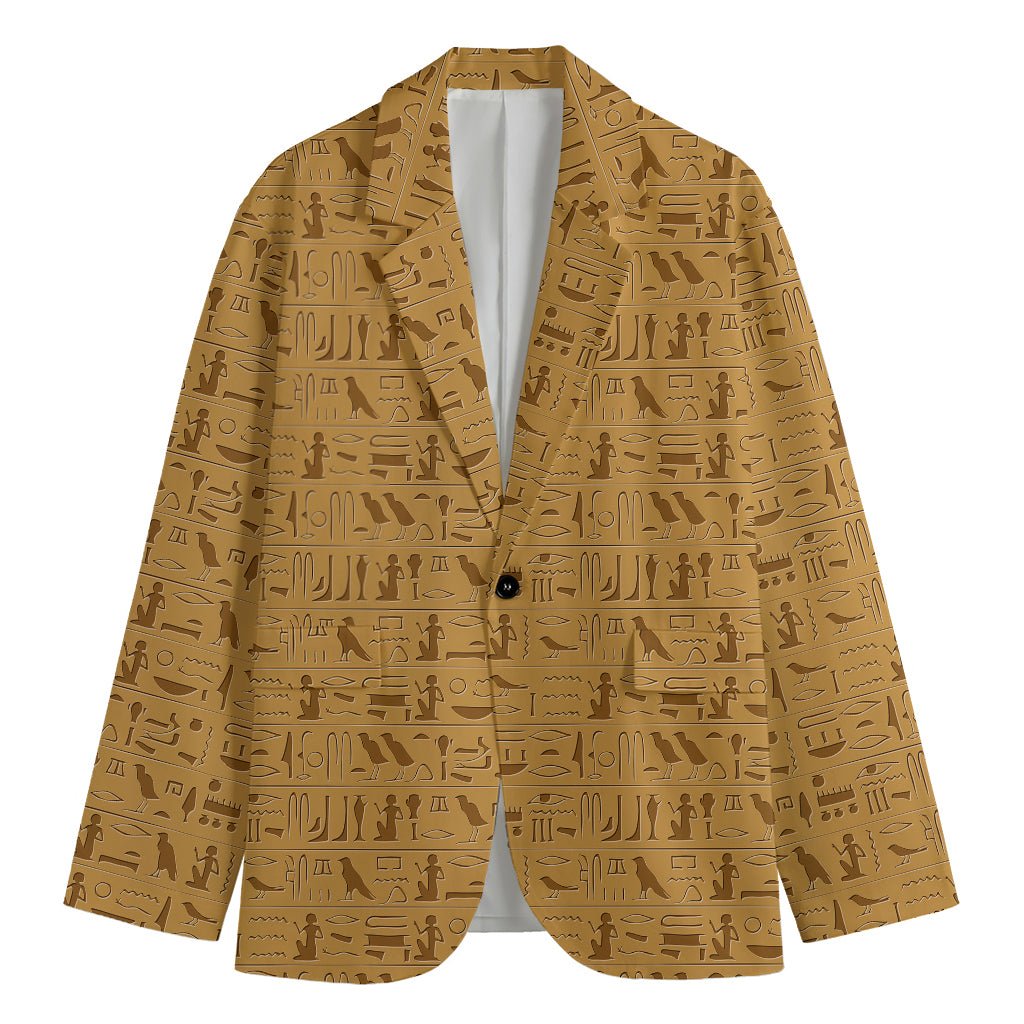 Ancient Egyptian Hieroglyphs Print Men's Cotton Blazer