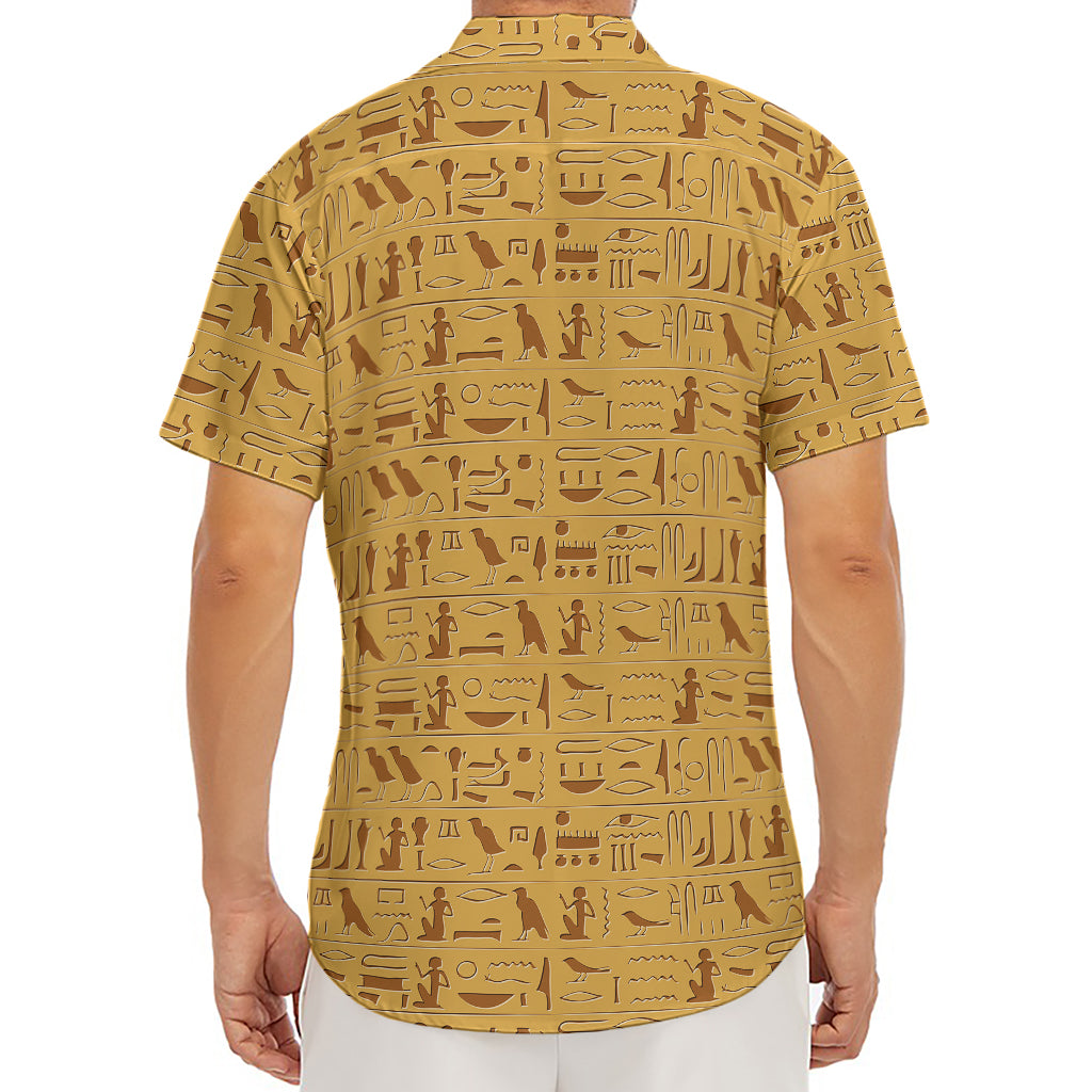 Ancient Egyptian Hieroglyphs Print Men's Deep V-Neck Shirt