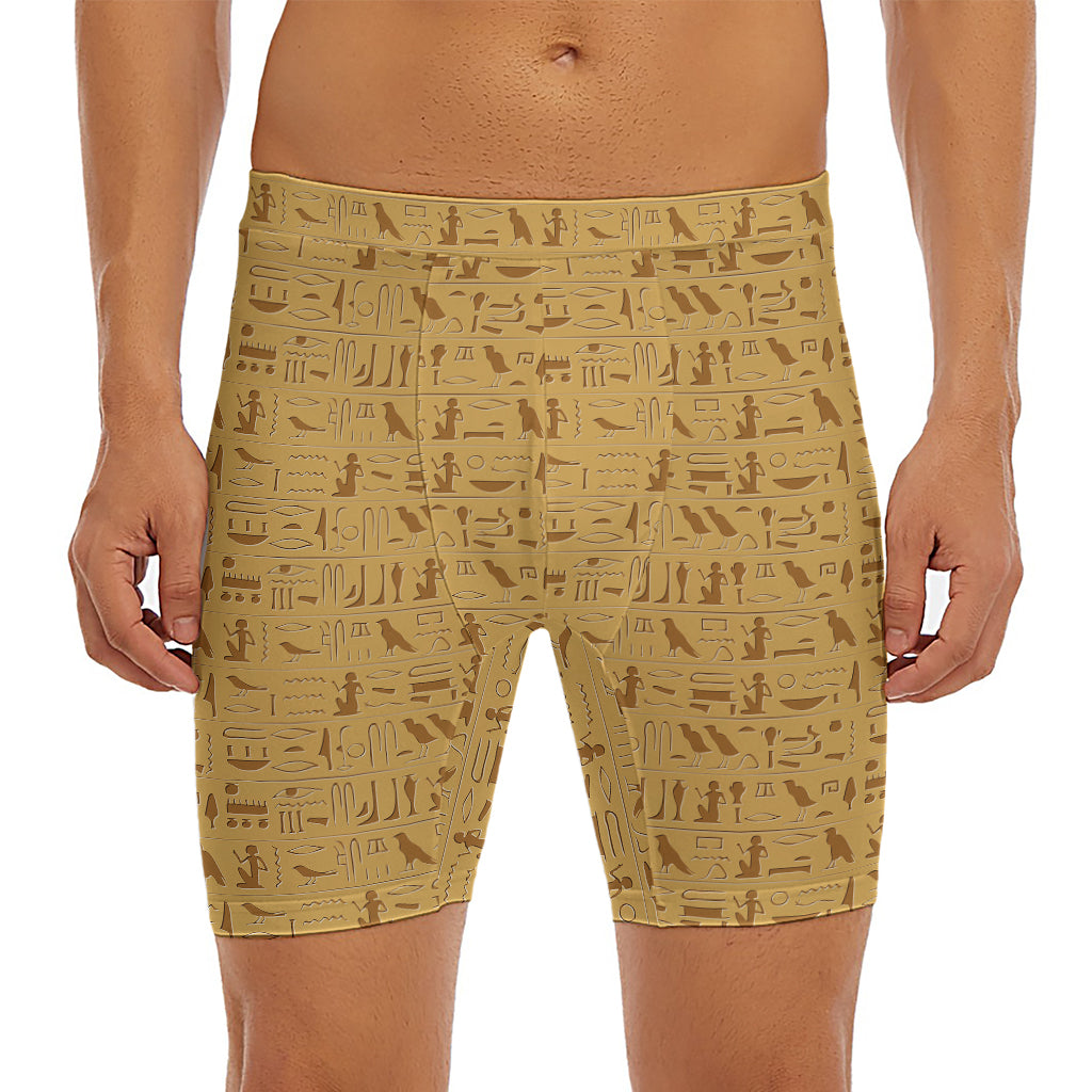 Ancient Egyptian Hieroglyphs Print Men's Long Boxer Briefs