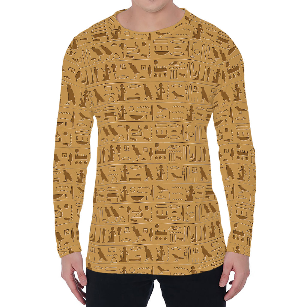 Ancient Egyptian Hieroglyphs Print Men's Long Sleeve T-Shirt