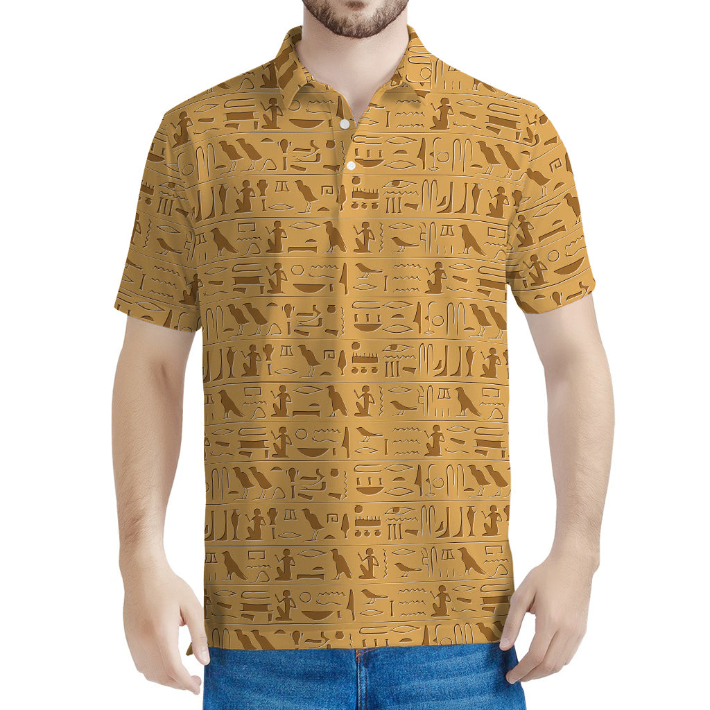 Ancient Egyptian Hieroglyphs Print Men's Polo Shirt