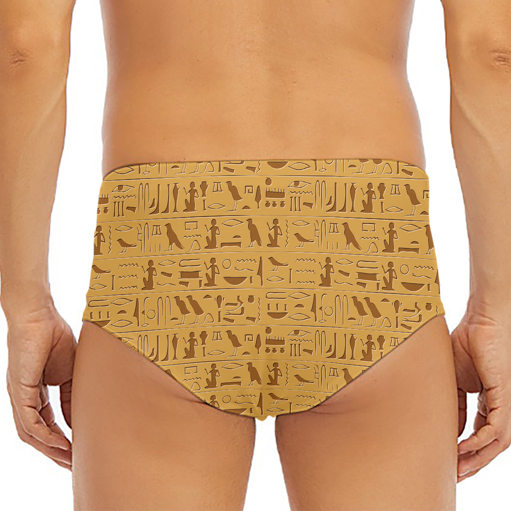 Ancient Egyptian Hieroglyphs Print Men's Triangle Swim Briefs