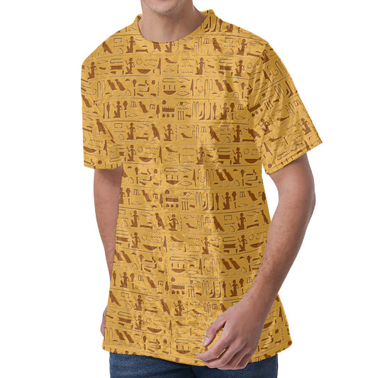 Ancient Egyptian Hieroglyphs Print Men's Velvet T-Shirt