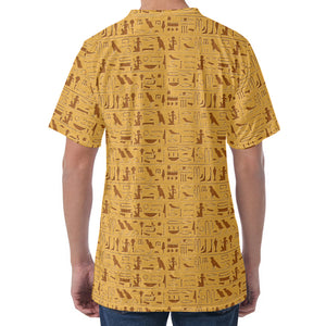Ancient Egyptian Hieroglyphs Print Men's Velvet T-Shirt