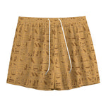 Ancient Egyptian Hieroglyphs Print Mesh Shorts
