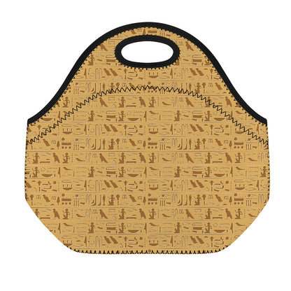 Ancient Egyptian Hieroglyphs Print Neoprene Lunch Bag
